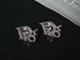 ■新品同様■ ChristianDior クリスチャンディオール カラーストーン クリップ式 イヤリング アクセサリー シルバー系 FR2115