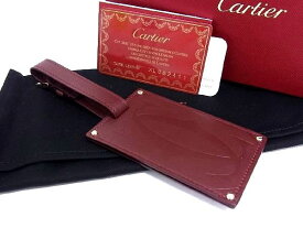 ■新品■未使用■ Cartier カルティエ マストライン レザー ネームタグ 名札 チャーム ボルドー系 AP9763
