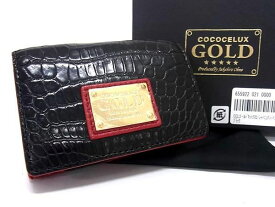 ■極上■本物■新品■未使用■ COCOCELUX GOLD ココセリュックスゴールド クロコダイル×パイソン 三つ折り 財布 ブラック系 BI0452