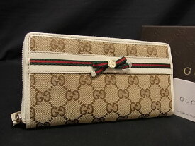 ■新品同様■ GUCCI グッチ 257003 プリンシー シェリーライン メイフェア GGキャンバス ラウンドファスナー 長財布 べージュ系 AN5261