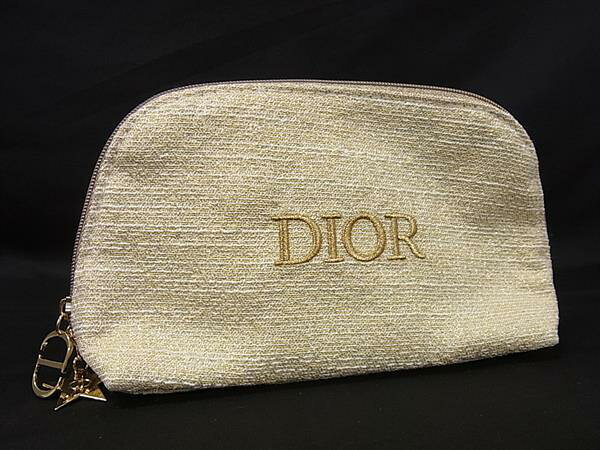 ChristianDior クリスチャンディオール キャンバス ロゴ ポーチ マルチケース 小物入れ メイクポーチ レディース イエロー系 DM3397
