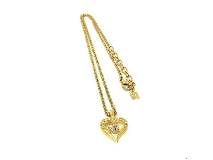 NINA RICCI】ハートモチーフネックレス ゴールド ラインストーン NR 