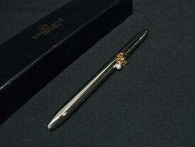 ■美品■ MIKIMOTO ミキモト 本真珠 アコヤ真珠 パール 約3mm リボン ツイスト式 ボールペン 筆記用具 文房具 シルバー系 DI4926