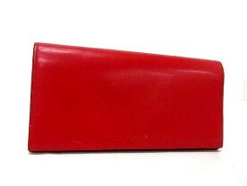 ■美品■ agnes b. アニエスベー レザー 二つ折り 長財布 ウォレット 札入れ 小銭入れ レディース レッド系 DF8301