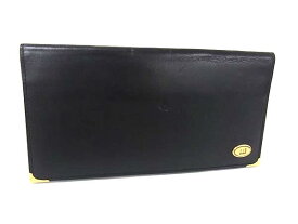 ■美品■ dunhill ダンヒル オックスフォード レザー 二つ折り 長財布 ウォレット 札入れ メンズ ブラック系 DI9756