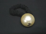 ■美品■ CHANEL シャネル ココマーク F16V パール ヘアゴム ヘアアクセサリー レディース ブラック系×…