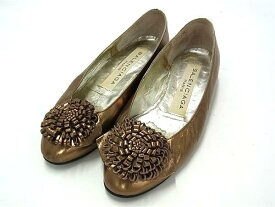 BALENCIAGA バレンシアガ レザー ヒール パンプス 表記サイズ34 1/2 (約22.5cm) 靴 シューズ レディース ゴールド系 DK0334