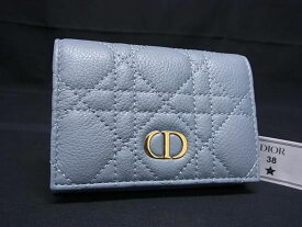 ■新品同様■ ChristianDior ディオール カロ グリシンウォレット カナージュ レザー カードケース コインケース ブルー系 AX3816