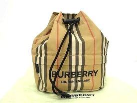 ■新品同様■ BURBERRY バーバリー ノバチェック ナイロン 巾着型 ポーチ マルチケース 小物入れ レディース ブラウン系 AZ0715