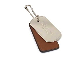 ■美品■ COACH コーチ プレート キーホルダー バッグチャーム レディース メンズ ブラウン系×シルバー系 DM7211