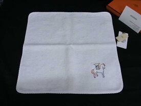 ■新品■未使用■ HERMES エルメス ガブリオル コットン100％ ベビータオル ハンドタオル ホワイト系 FM6687