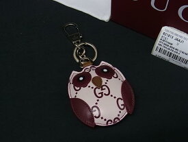 ■新品■未使用■ GUCCI グッチ 821813 オウル ふくろう シェイプ バッグ チャーム レザー キーホルダー ライトピンク系 BR2724