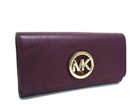 ■美品■ MICHAEL KORS マイケルコース レザー 二つ折り 長財布 ウォレット 小銭入れ 札入れ レディース パープル系 DK7110