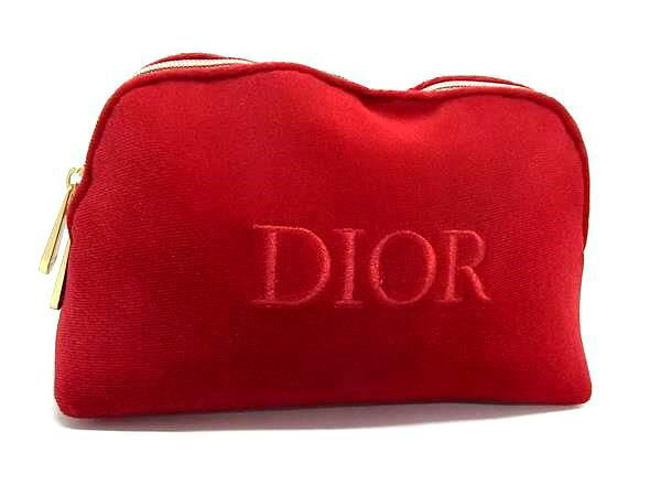■美品■ ChristianDior クリスチャンディオール ポリエステル100％ ポーチ メイクポーチ マルチケース 小物入れ レッド系 DN2002