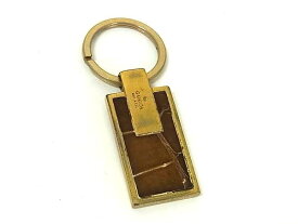 GUCCI グッチ キーホルダー キーリング バッグチャーム レディース メンズ ゴールド系×ブラウン系 DK6108
