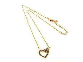 ■美品■ SWAROVSKI スワロフスキー LOVELY ラインストーン クリスタル ハート ネックレス アクセサリー ゴールド系 DN2156