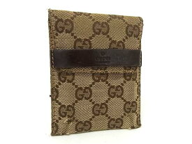 GUCCI グッチ GG柄 GGキャンバス×レザー シガレットケース タバコケース マルチポーチ 小物入れ ブラウン系 DN2446