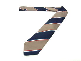 ■美品■ LUIGI BORRELLI ルイジボレッリ シルク65％×コットン35％ ストライプ ネクタイ メンズ ネイビー系×ブラウン系 DJ3673