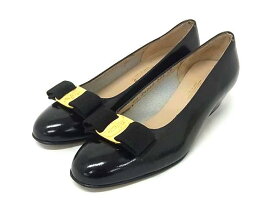 Salvatore Ferragamo フェラガモ ヴァラリボン パテントレザー パンプス 表記サイズ 5 ( 約22.5cm) 靴 シューズ ブラック系 DL3418