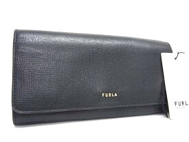 FURLA フルラ レザー 二つ折り 長財布 ウォレット 小銭入れ 札入れ カード入れ レディース ブラック系 DN2456