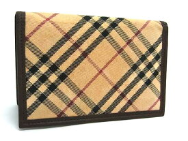 BURBERRY バーバリー キャンバス×レザー チェック柄 カードケース カード入れ パスケース 定期入れ ブラウン系 DN2459