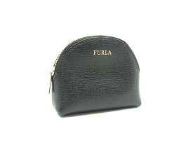 ■美品■ FURLA フルラ レザー ポーチ コインケース マルチケース レディース ブラック系 DI7555