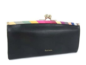 Paul Smith ポールスミス レザー がま口 二つ折り 長財布 ウォレット 札入れ 小銭入れ ブラック系×マルチカラー DM9497