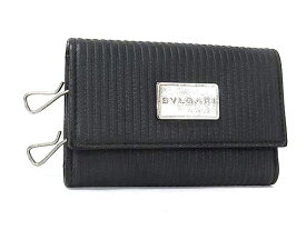 BVLGARI ブルガリ PVC×レザー キーケース 鍵入れ メンズ レディース ブラック系 DN2794