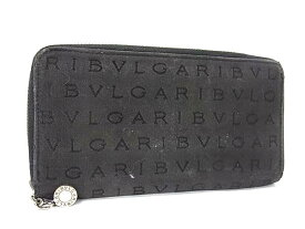 BVLGARI ブルガリ ロゴマニア キャンバス ラウンドファスナー 長財布 ウォレット 小銭入れ 札入れ カード入れ ブラック系 DN3239