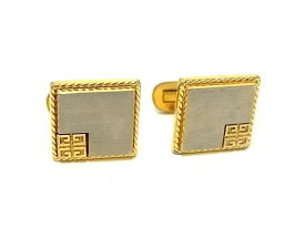 ■美品■ GIVENCHY ジバンシィ カフスボタン カフスリンクス アクセサリー ビジネス 紳士 メンズ ゴールド系×シルバー系 DG6440