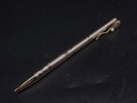 MIKIMOTO ミキモト 本真珠 パール約2mm 薔薇柄 ツイスト式 ボールペン 筆記用具 ステーショナリー ピンク系×ゴールド系 DJ8933