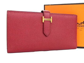 ■美品■ HERMES エルメス ベアンスフレ ヴォーエプソン ゴールド金具 長財布 ウォレット D刻印 2019年 レディース レッド系 BB6158
