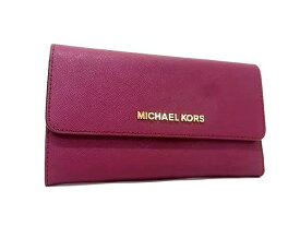 MICHAEL KORS マイケルコース レザー 三つ折り 長財布 ウォレット 小銭入れ 札入れ レディース パープル系 DK9500