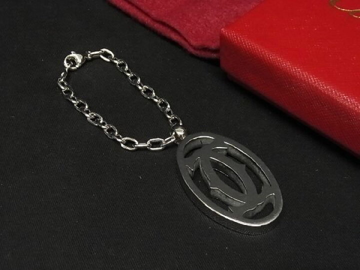 極 美品 箱付 CARTIER カルティエ ロゴ レザー 本革 キーリング  