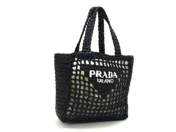 楽天市場】□極美品□ PRADA プラダ トライアングルロゴ ラフィア 