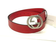 ■新品■未使用■ GUCCI グッチ 546389 インターロッキングG レザー シルバー金具 ベルト 表記サイズ90・…