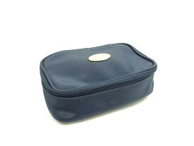 ■美品■ ChristianDior クリスチャンディオール ナイロン バニティポーチ メイクポーチ 小物入れ ダークネイビー系 DK9754
