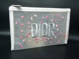 ■美品■ ChristianDior クリスチャンディオール ナイロン ポーチ メイクポーチ マルチケース ホワイト系×ピンク系 DL5694