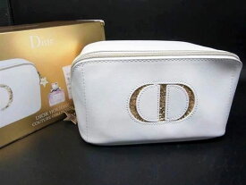 ■極美品■ ChristianDior クリスチャンディオール レザー ポーチ メイクポーチ 化粧ポーチ マルチケース ホワイト系 DL2419