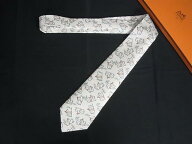 ■新品■未使用■ HERMES エルメス シルク100% スキー柄 ネクタイ ビジネス 紳士 メンズ アイボリー系×…