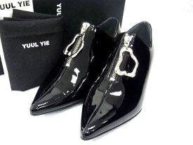 ■新品同様■ YUUL YIE ユルイエ パテントレザー パンプス 表記サイズ 371/2(約24.5cm) 靴 シューズ レディース ブラック系 BD6085