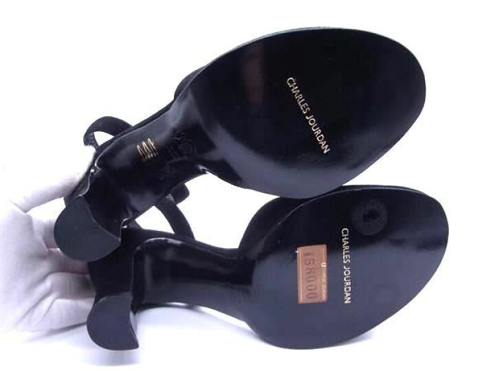 CHARLES JOURDAN レザー サンダル ヒール 22.5cm