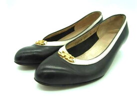 Salvatore Ferragamo フェラガモ ダブルガンチーニ レザー ヒール パンプス サイズ5 (約22.5cm) 靴 シューズ ブラック系 DD3245