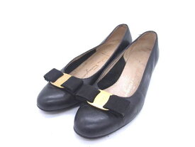 SalvatoreFerragamo フェラガモ ヴァラリボン レザー パンプス サイズ 5(約22.5cm) 靴 シューズ レディース ブラック系 DD4897
