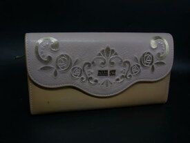 ■美品■ ANNASUI アナスイ レザー 二つ折り 長財布 ウォレット 札入れ 小銭入れ レディース ピンク系×ブラウン系 DH0278