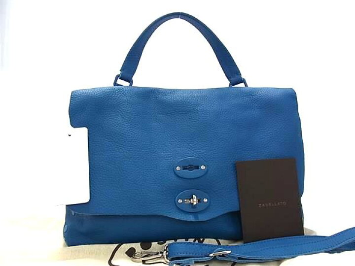 新品 未使用 ZANELLATO ザネラート ポスティーナ レザー 2WAY ハンドバッグ トート ショルダー レディース ブルー系 FM4483 pleasure-Store 店