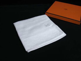 ■新品■未使用■ HERMES エルメス コットン100％ ハンカチ ハンカチーフ レディース メンズ ホワイト系 FP6392
