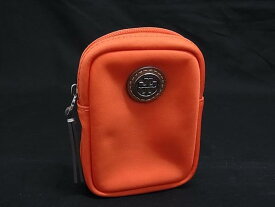■極美品■ TORY BURCH トリーバーチ ナイロン キーリング付き ミニポーチ マルチケース 小物入れ レディース オレンジ系 DJ2974