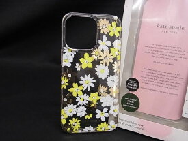 ■新品■未使用■ kate spade ケイトスペード フラワー 花柄 iPhone13PRO 対応 アイフォンケース レディース クリア×イエロー系 AQ3358