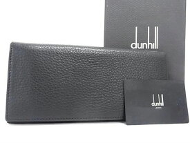 ■新品同様■ dunhill ダンヒル ウィンザー レザー 二つ折り 長財布 ウォレット 小銭入れ 札入れ レディース メンズ ブラック系 FB0443
